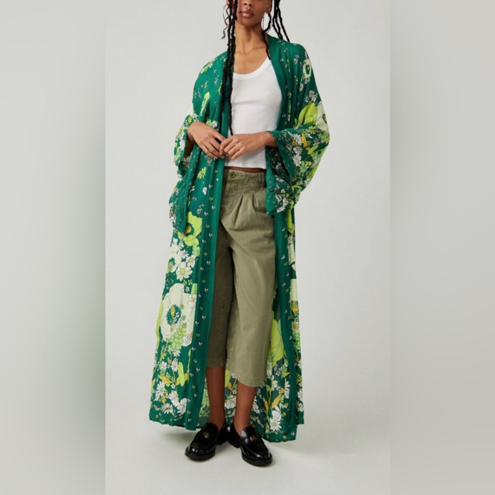 Free People Hidden Hills Floral Boho  Maxi Kimono Duster - Picture 15 of 15
